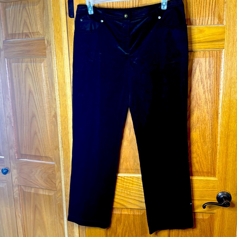 St. John Sport By Marie Gray Black Corduroy Pants Size 14
